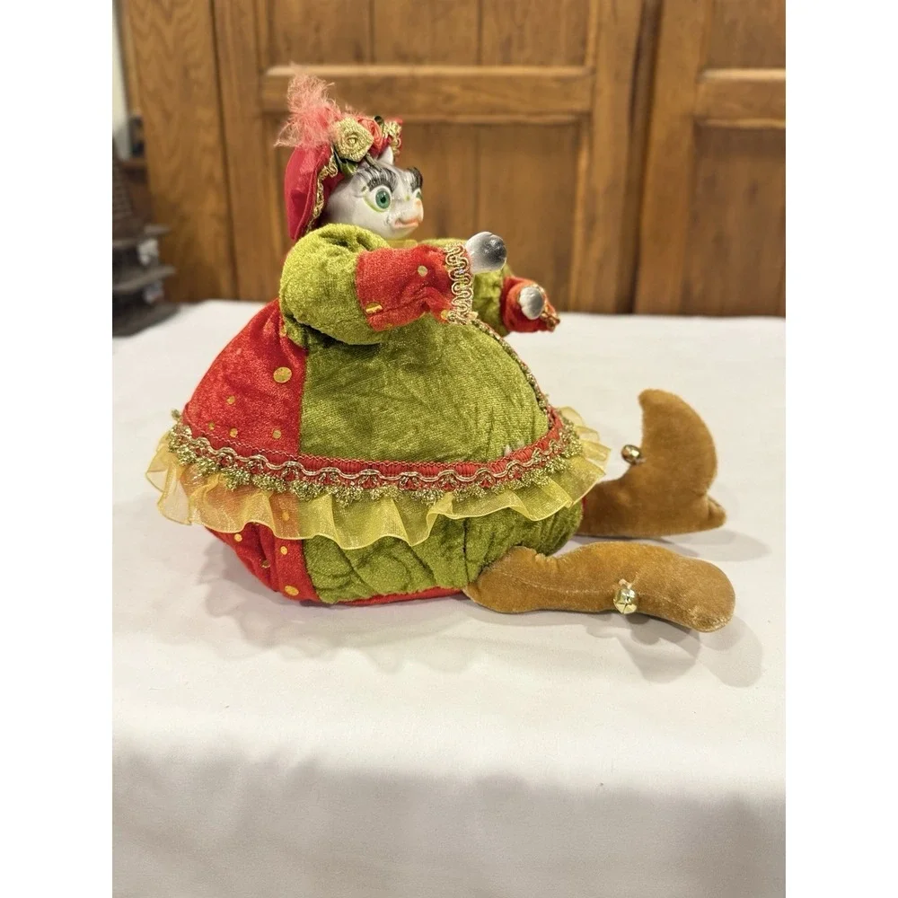 Anthropomorphic Cat Shelf Sitter Victorian Jester Style 7.5
